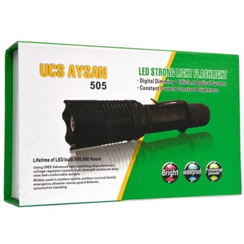 UCS AYSAN 505 STRONG FLASHLIGHT LED ŞARJLI EL FENERI + MONTAJ AYAGI