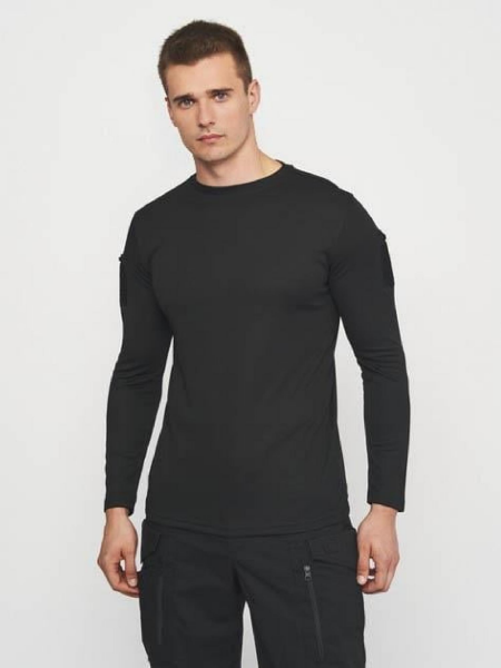 SS Yakasız Uzun Kol Bisiklet Yaka Taktik Tişört LACOS Kumaş - Siyah
