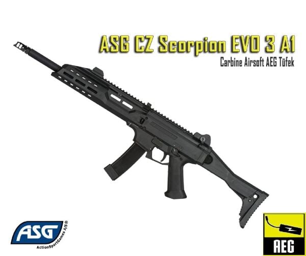ASG CZ Scorpion EVO3 A1 Carbine Siyah AEG Airsoft Tüfek