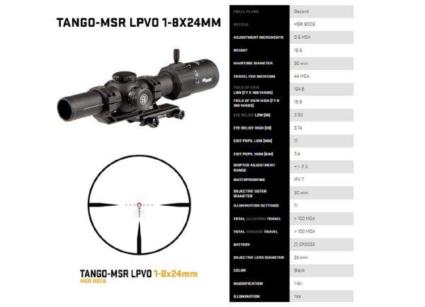 SIG SAUER TANGO-MSR 1-8X24MM TÜFEK DÜRBÜNÜ