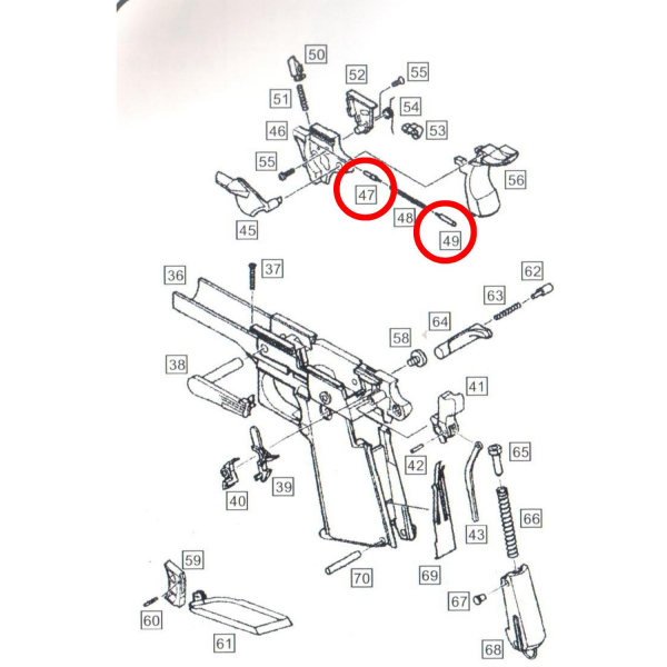 We 1911 Emniyet Mandalı Yayı Pimi Parts No #47 #49