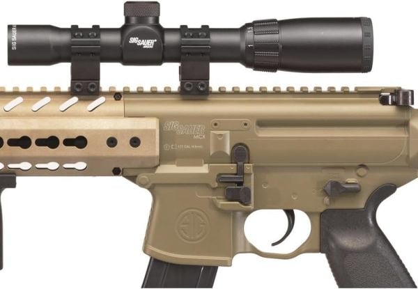 Sig Sauer MCX SCOPED CO2 YİVLİ YARI OTOMATİK HAVALI TÜFEK (PELLET)  & 1-4x24 DÜRBÜN SET - TAN