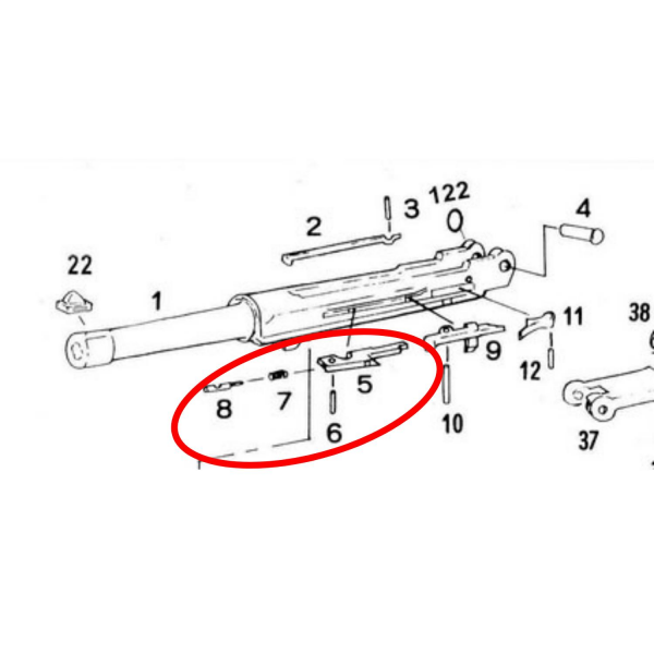WE P08 P-08 Airsoft GBB Kızak Kiliti Seti Parça No #05-06-07-08
