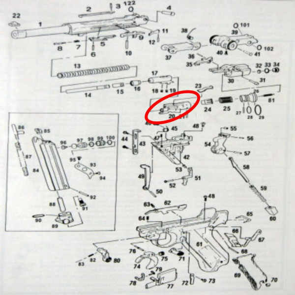 WE P08 P-08 Airsoft GBB Boş Nozzle Parça No #20