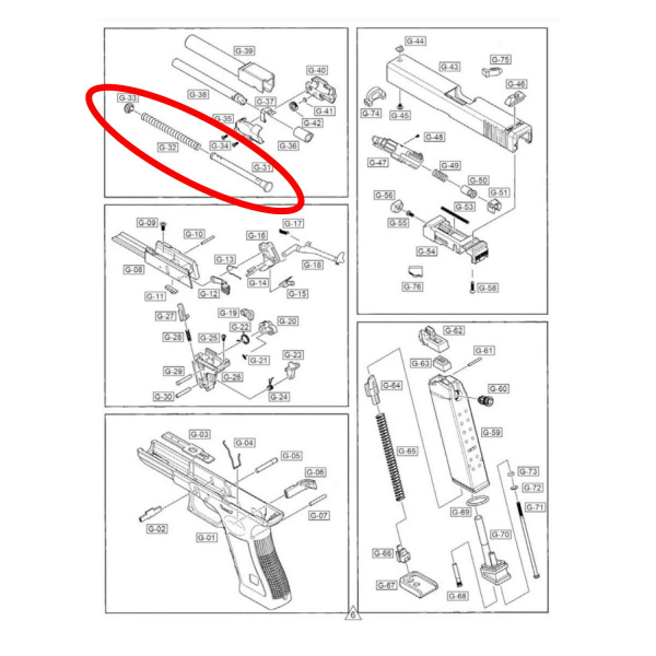 We G19 Gen 5  Serisi İcra Yay Seti Parça No G19V #30-34