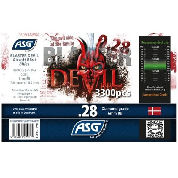 ASG 0.28g 3300'LÜK DEVIL PLASTİK AIRSOFT MERMISI