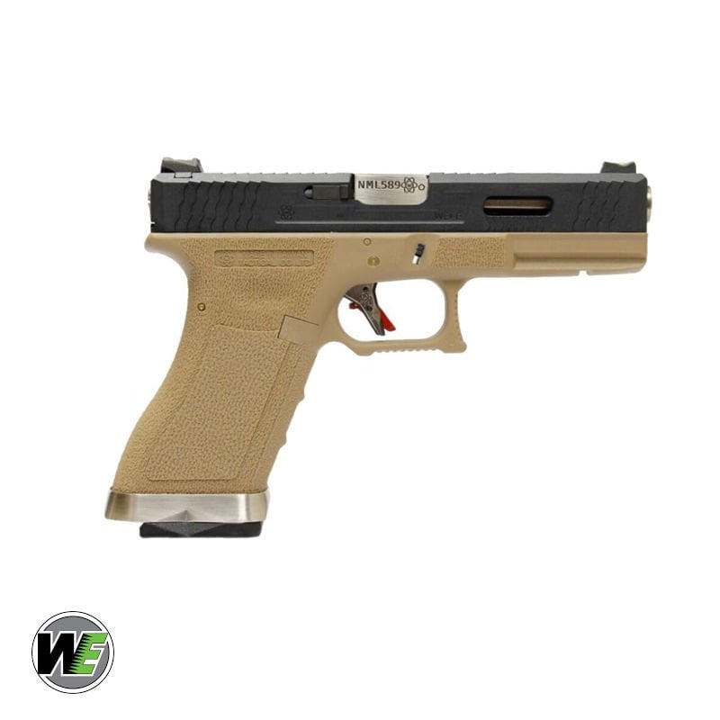 WE Glock G17 T2 TAN GOVDE (Siyah Kızak / Silver Namlu) GBB Airsoft Tabanca