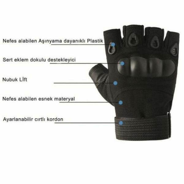 SS Yarım Parmak Taktik Eldiven Bisiklet Motosiklet Outdoor Eldiven SİYAH