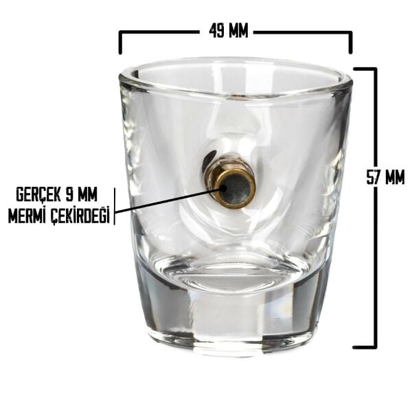 Gerçek 9mm Mermili Shot Tekila Bardağı 6’lı Set