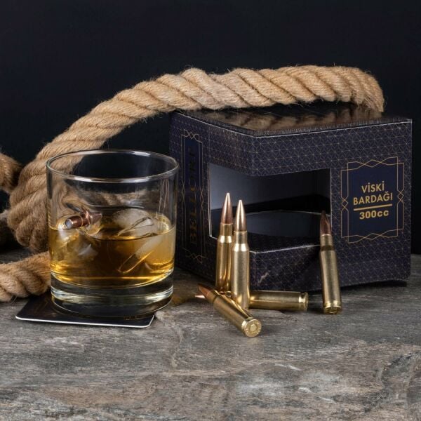 Gerçek .308 Win Kalibresi Mermili Viski Bardağı – 300 ml