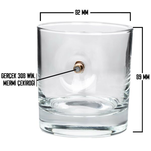 Gerçek .308 Win Kalibresi Mermili Viski Bardağı – 300 ml