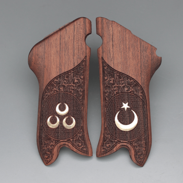 Luger P08 Sarı Metal Hilal Ay Yıldız Ceviz Kabze