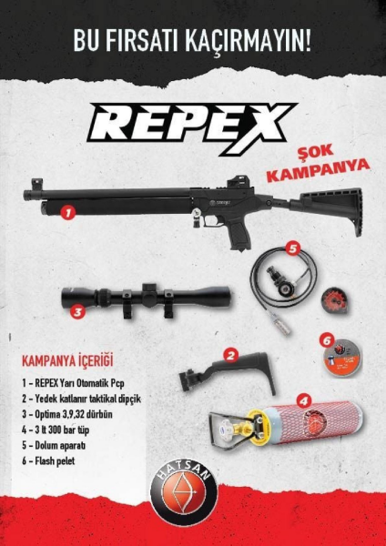 HATSAN REPEX 5.5 MM PCP HAVALI TÜFEK(KAMPANYALI) HAVA TÜPÜ-DÜRBÜN