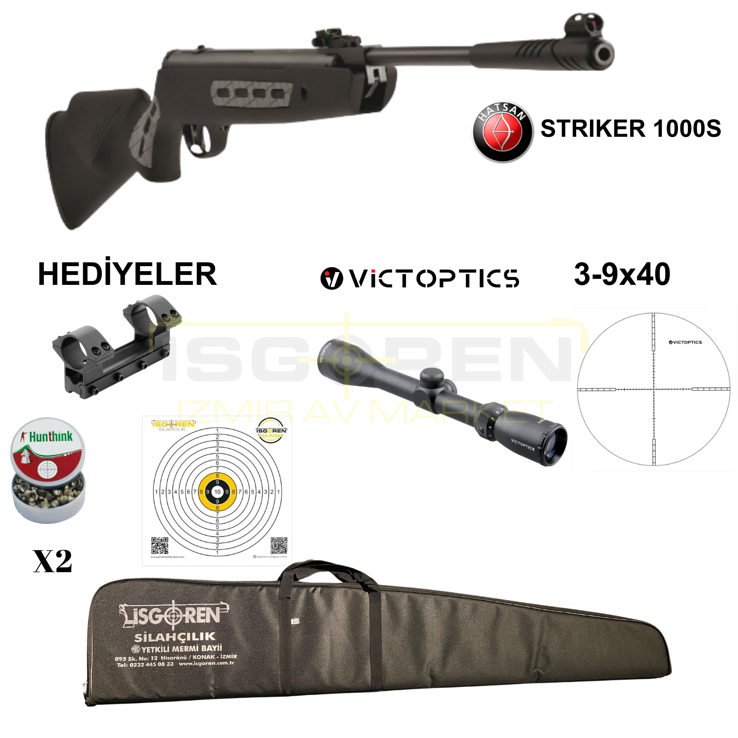 Hatsan Striker 1000S Havalı Tüfek, 5.5mm (Full Set) 3-9x40