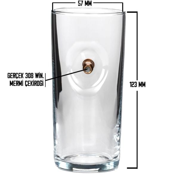 Bellore Gerçek .308 Mermili Rakı Bardağı Seti (2'li)