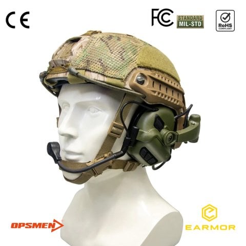 Earmor M32X Mark3 Milpro İşitme Koruyucu Mikrofonlu Arka Ray Uyumlu Kulaklık - Yeşil