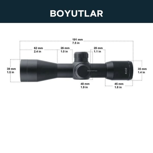 Victoptics B1 4x32C Kısa Tüfek Dürbünü OPSL-25