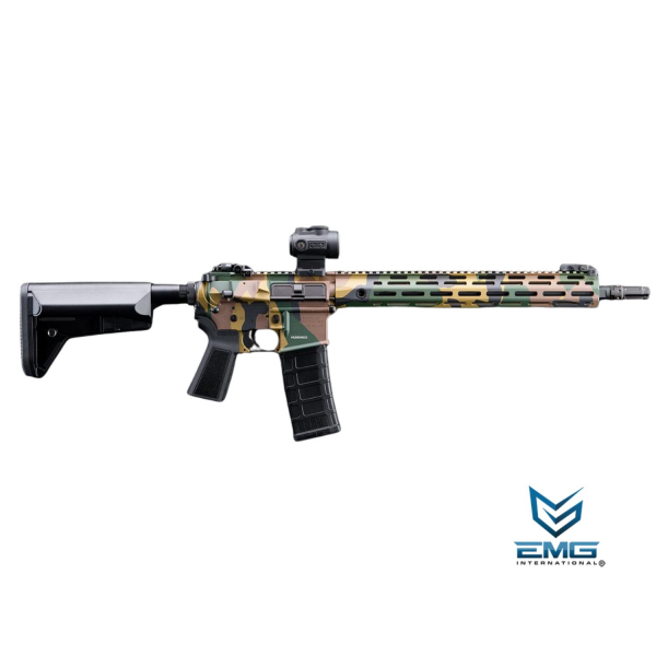EMG Umbrella Corporation Weapons Research Group Licensed M4 M-LOK Airsoft AEG Rifle (Color: Woodland Water Transfer / Carbine 400 FPS)