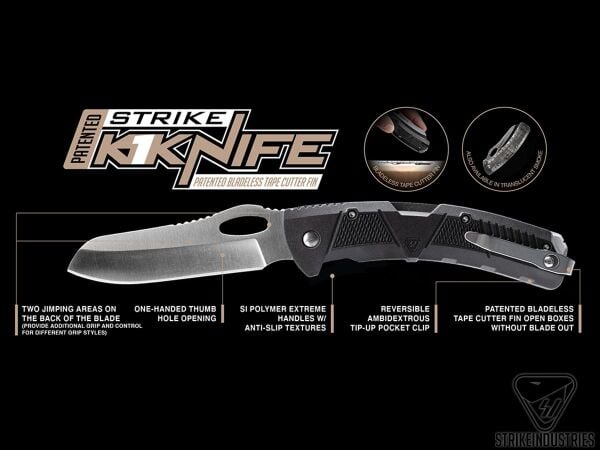 Strike Industries K1 Taktik Çakı Folding Knife SIYAH