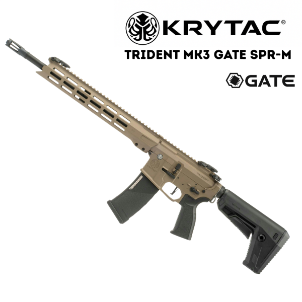 KRYTAC Trident MK3 GATE SPR-M FDE (M-LOK) AEG Airsoft Tüfek TAN Rengi