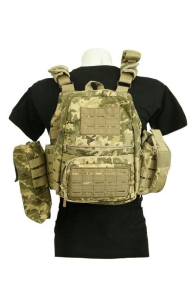 SS Balistik Plaka Takılabilir Yan Korumalı Sırt Çantalı İlk Yardım Çantalı Hücum Yeleği PİKSEL