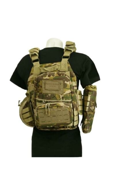 SS Balistik Plaka Takılabilir Yan Korumalı Sırt Çantalı İlk Yardım Çantalı Hücum Yeleği MULTİCAM