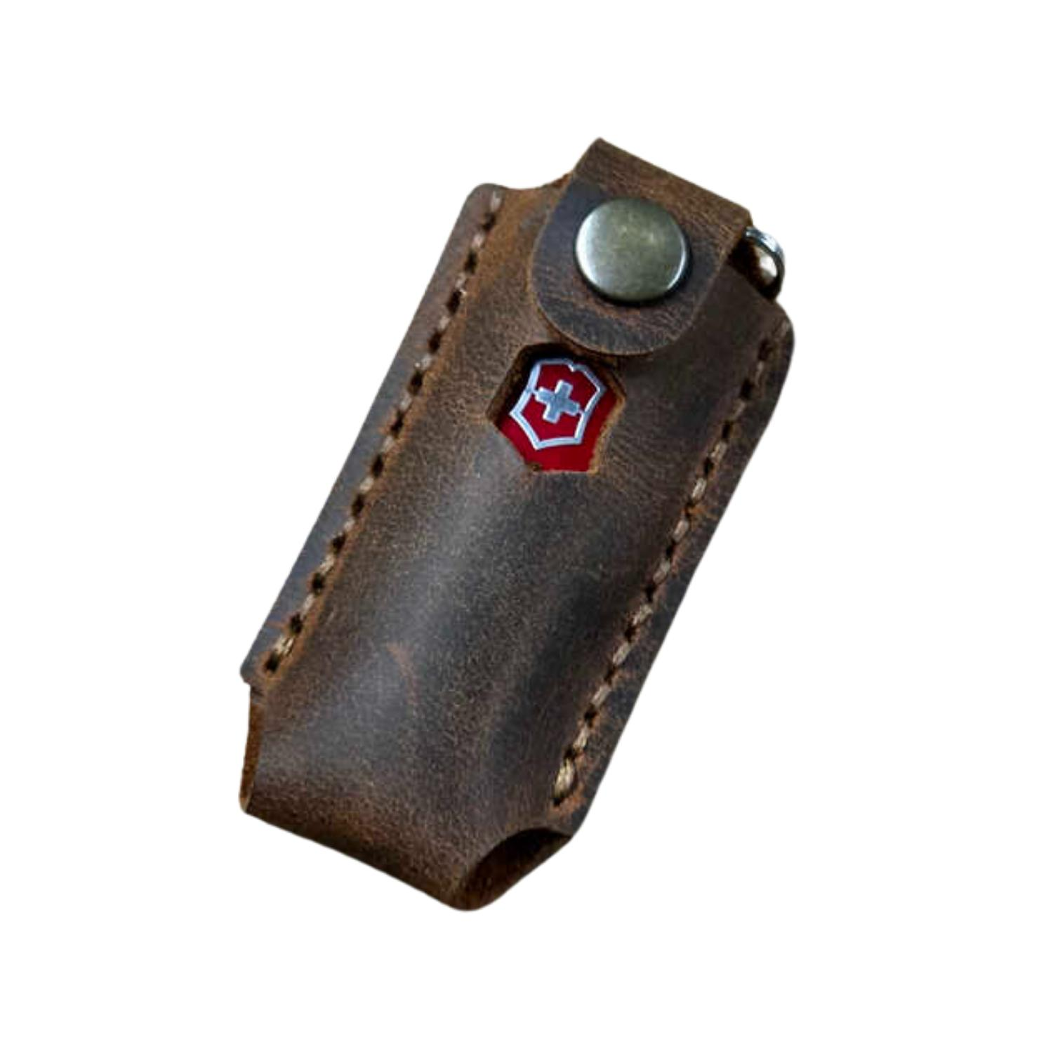 Victorinox Çakılar ile uyumlu El Yapımı Deri Kılıf, Koyu Kahve