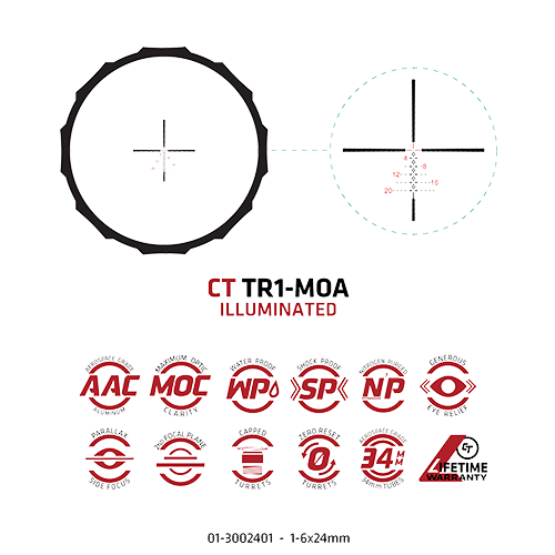 CRIMSON TRACE Hardline 1-6x24 34mm MOA LPVO Tüfek Dürbünü