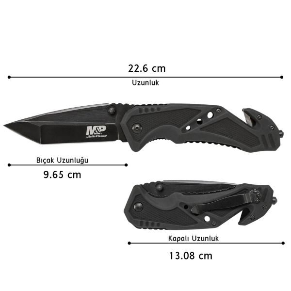 Smith Wesson® M&P® TANTO BLACK Survivor Rescue Knife Carbon Taktik Çakı SWMP11BCP