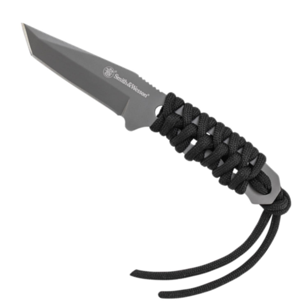 Smith Wesson® PARACORD Neck Knife Gray Plain Tanto Fixed Boyun Bıçağı SW910TAMCP