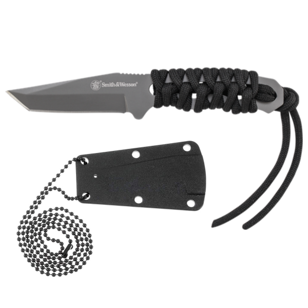 Smith Wesson® PARACORD Neck Knife Gray Plain Tanto Fixed Boyun Bıçağı SW910TAMCP