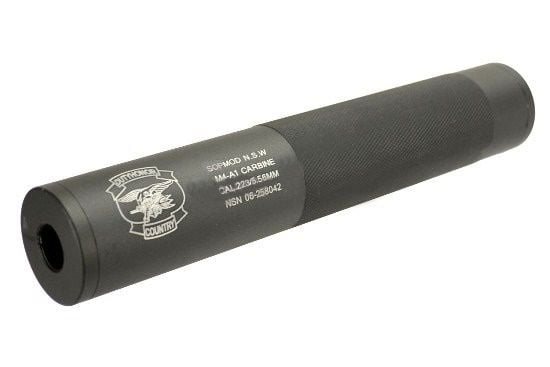 EAIMING Metal 195mm Navy SEAL Marking Silencer Susturucu BK, 14mm CW/CCW - EAI-SIL-197-BK