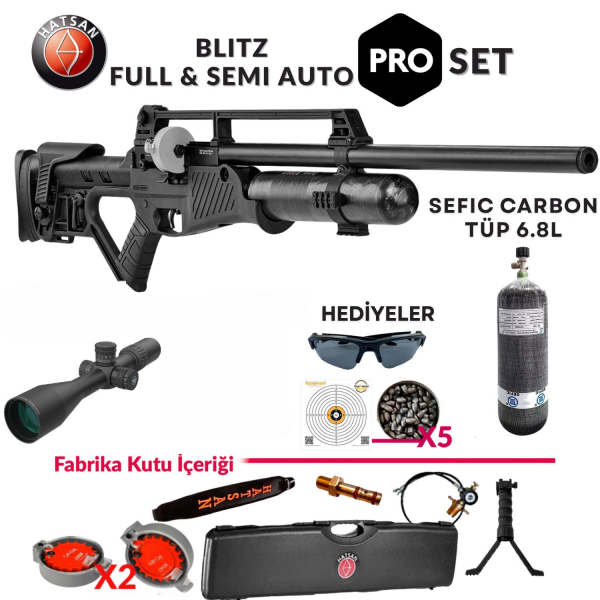 Hatsan Blitz Full Auto 5.5mm Carbon Tüplü PRO Havalı Tüfek Seti