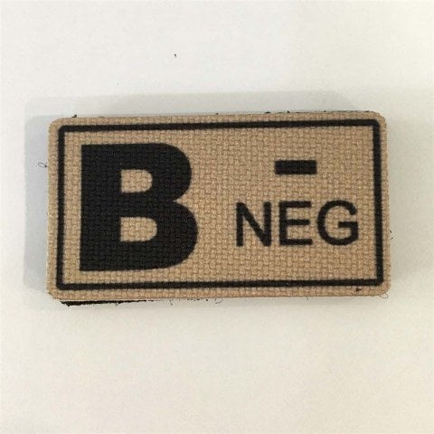 B (-) Negatif Kan Grubu Patch Arma - TAN (Çöl Rengi)