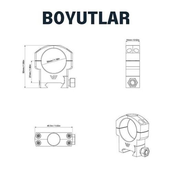 30mm dürbün için Picattiny Ray Ayağı - ORTA