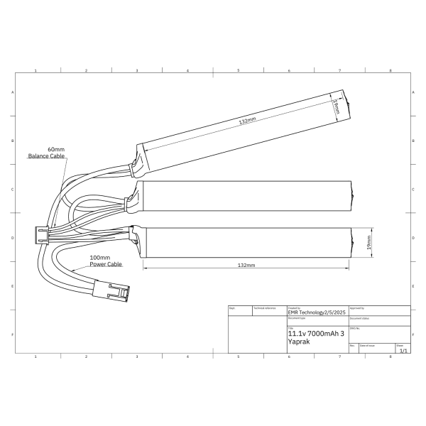 EMR 11.1V 7000mAh Uc Yaprak Pil Tamiya
