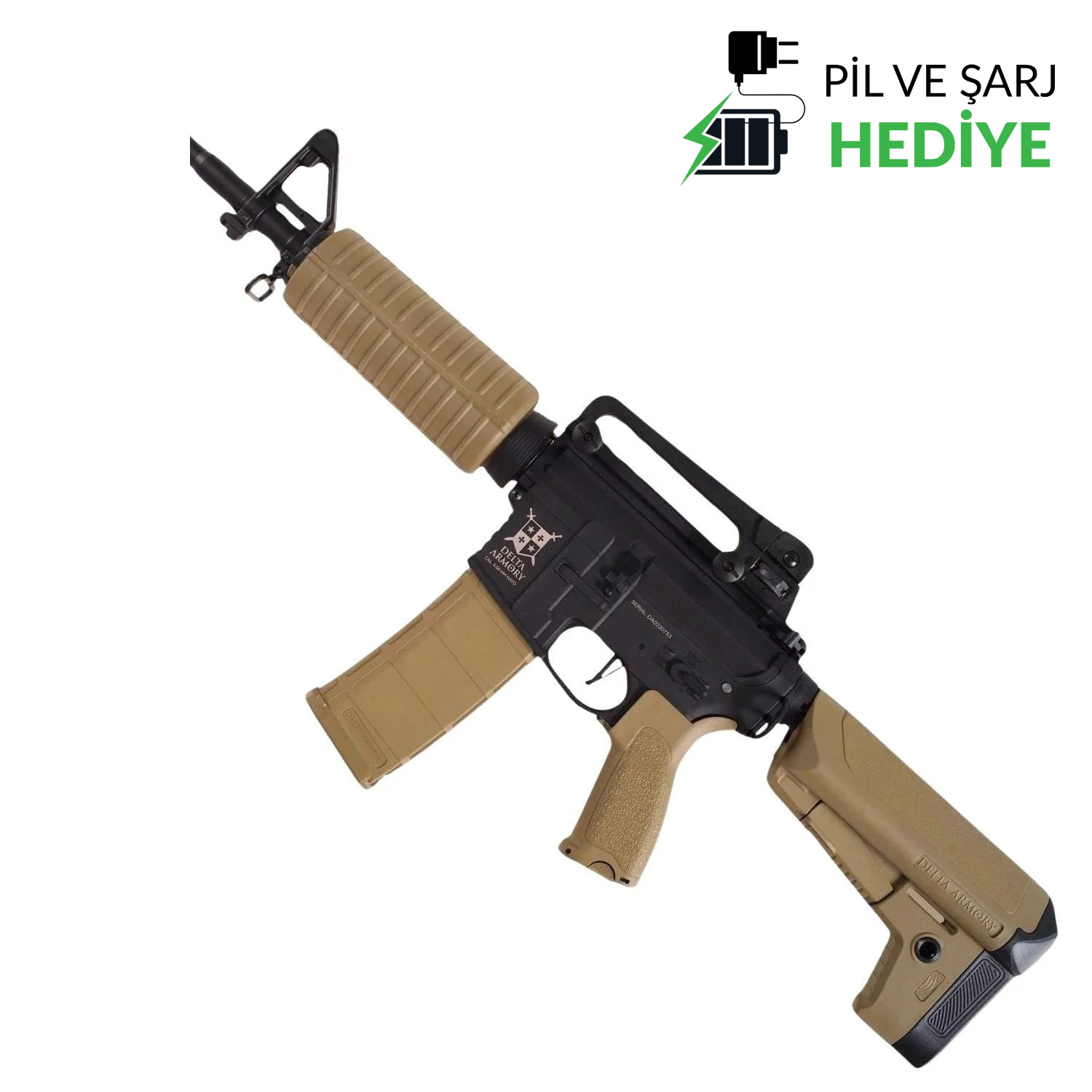 Delta Armory AR15 Classic Charlie PIL ŞARJ SET Airsoft Tüfek / Half Tan DA-C01-HT